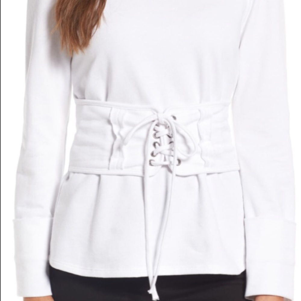 Trouve Lace-Up Corset Sweatshirt